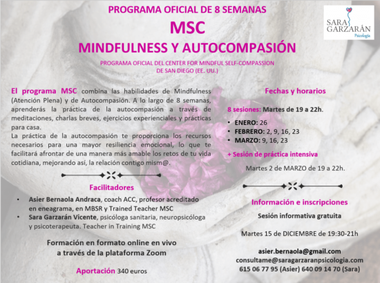 Cartel MSC Mindfulness y Autocompasión